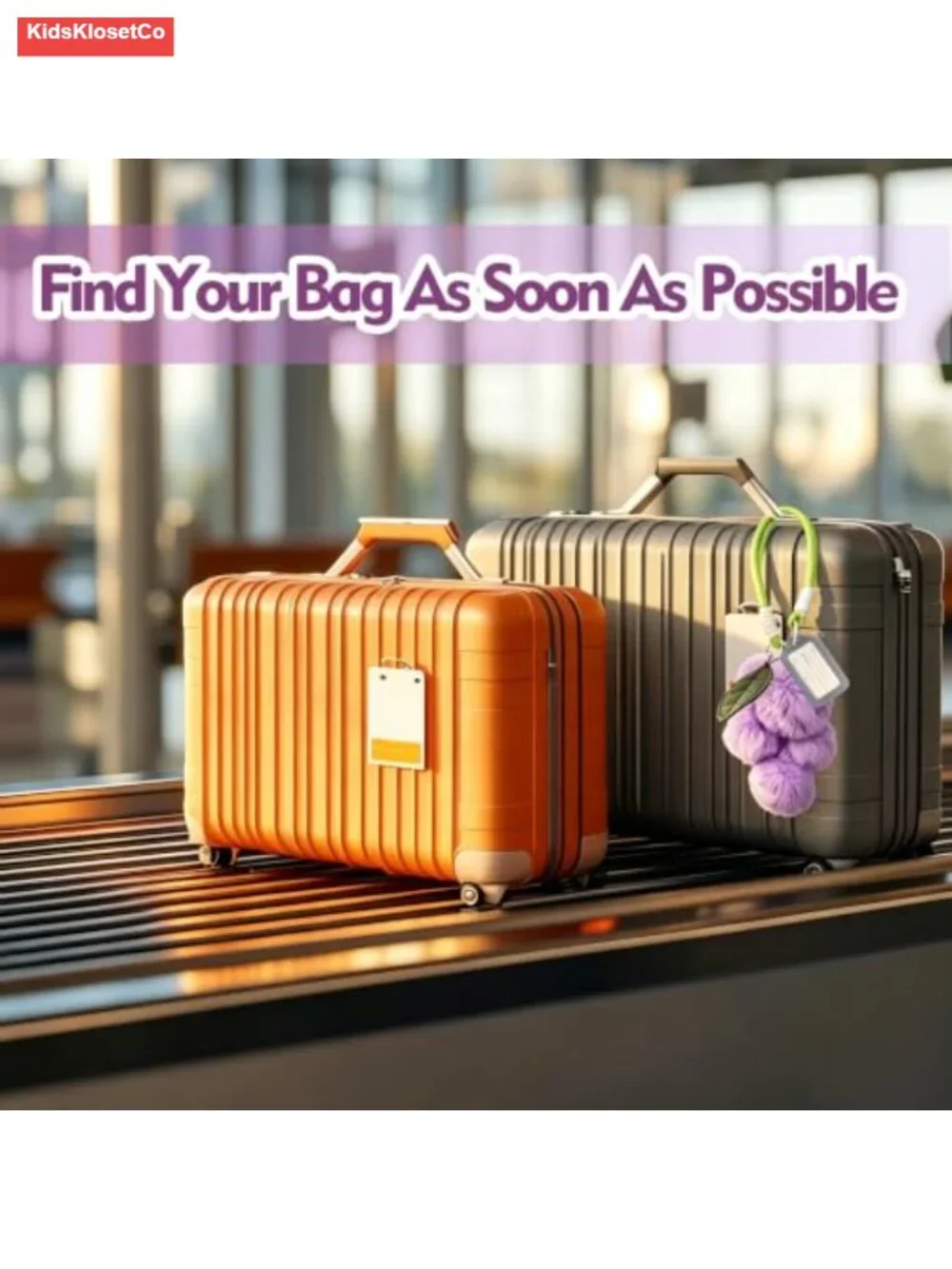 Luxury Fluffy Pom Pom Luggage Tag with Label Window, Silicone Strap